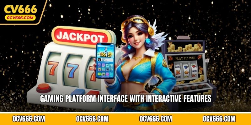 Gaming platform interface with interactive features  
